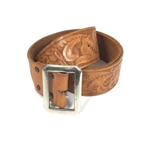 Vintage North & Judd hand tooled leather belt L